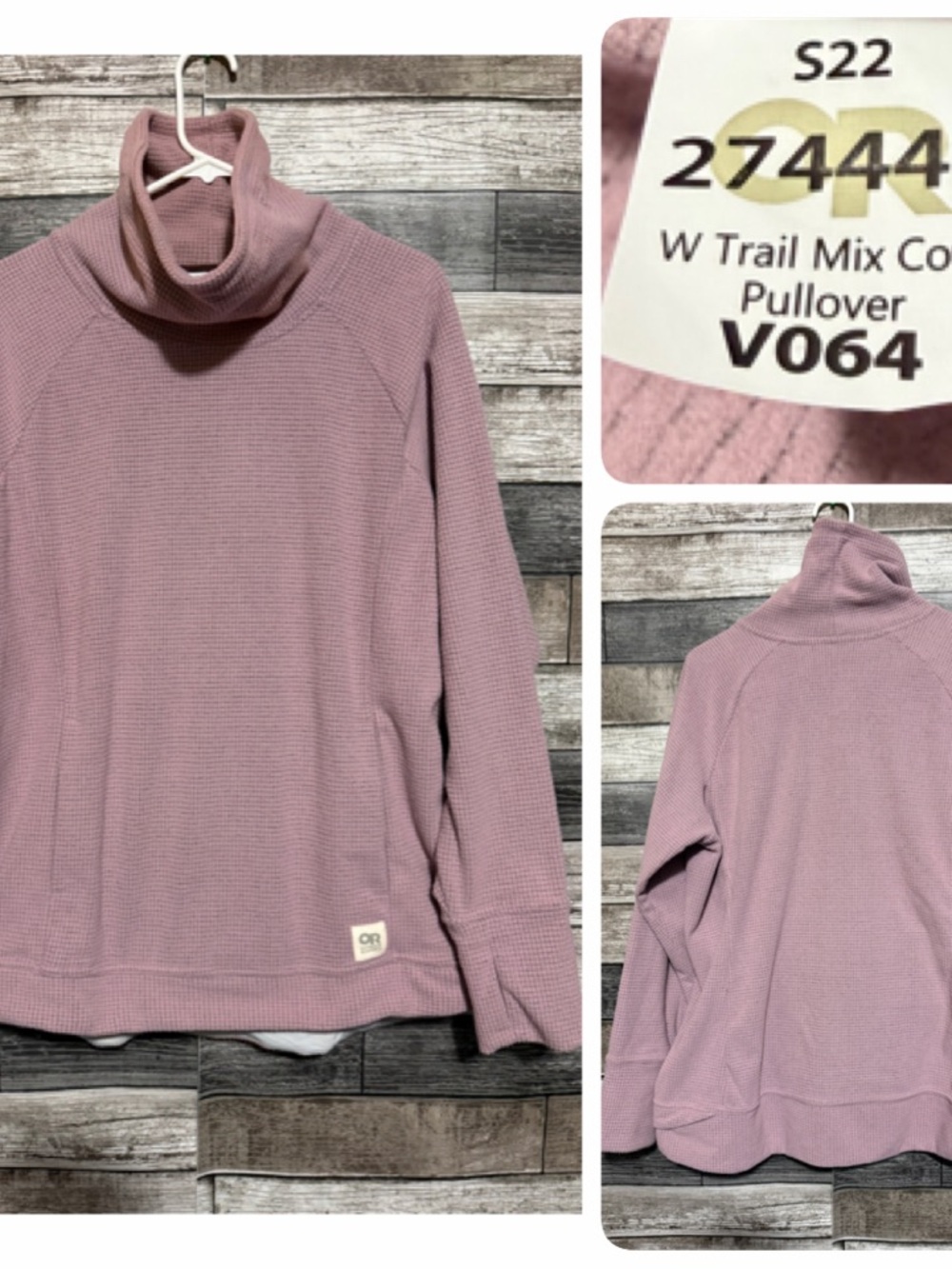 Outdoor Research Trail Mix Cowl Waffle Pullover Women's XL Lavender Pullover